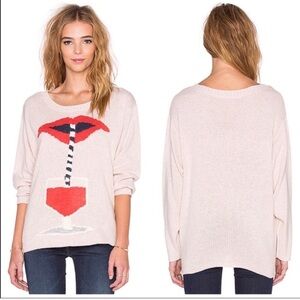 Wildfox Couture  Suck It Up Vineyard Oversized Sweater  Sz Medium Pink